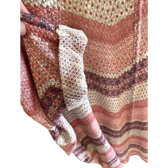 Mudd Multicolor Zig Zag Sheer Long Lightweight Open Sweater Cardigan Size M - Picture 3 of 4